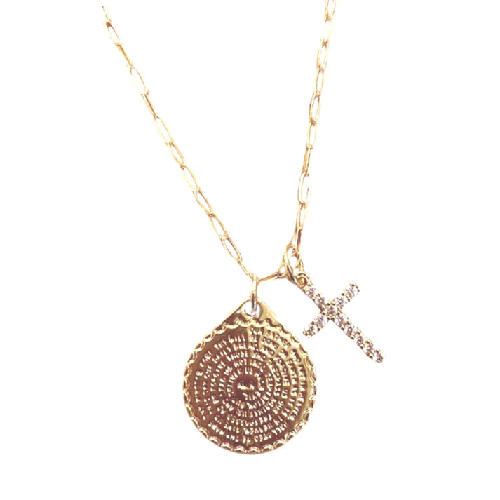 Lord's Prayer Medallion Chain with Cross