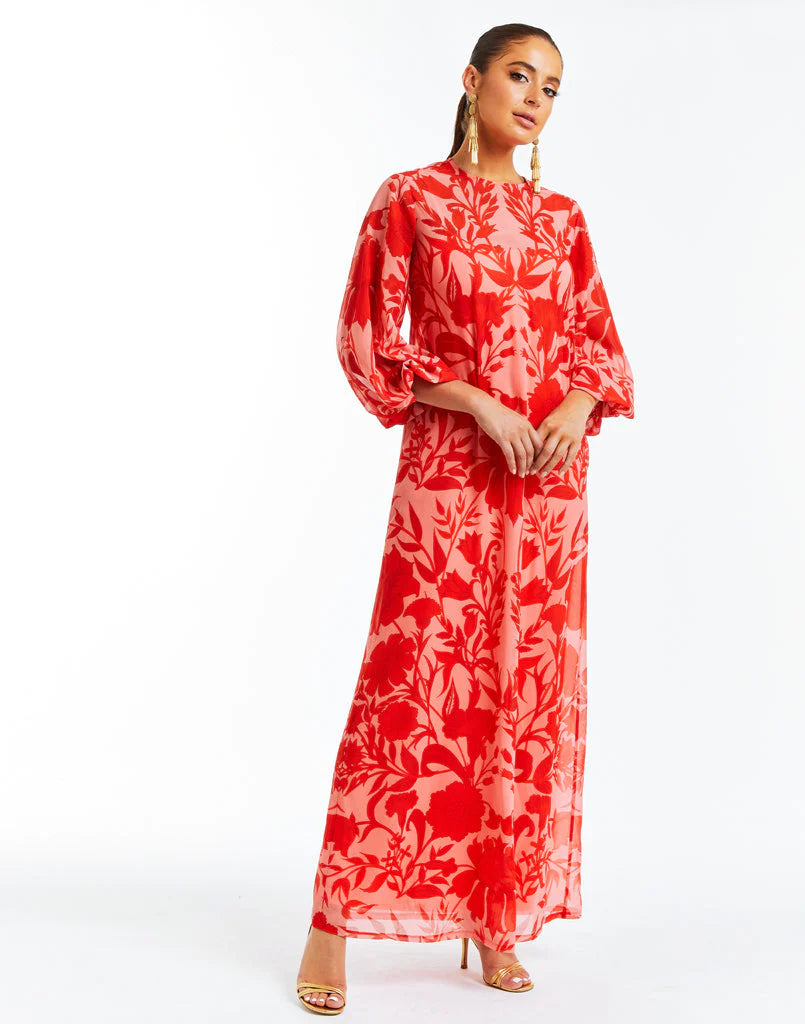Luzon Gown | Pink Red Jaipur Garden