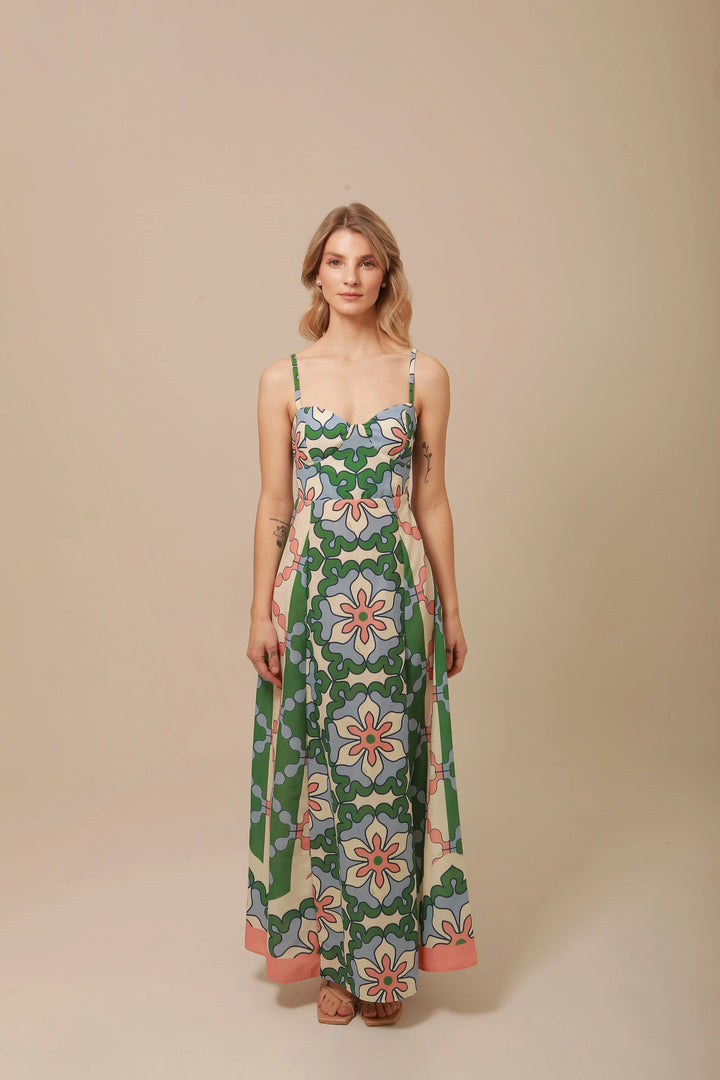 Nicolle Dress | Green/Blue Multi