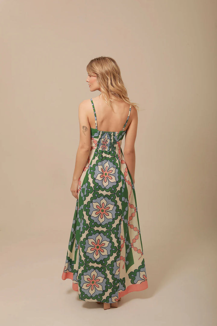 Nicolle Dress | Green/Blue Multi