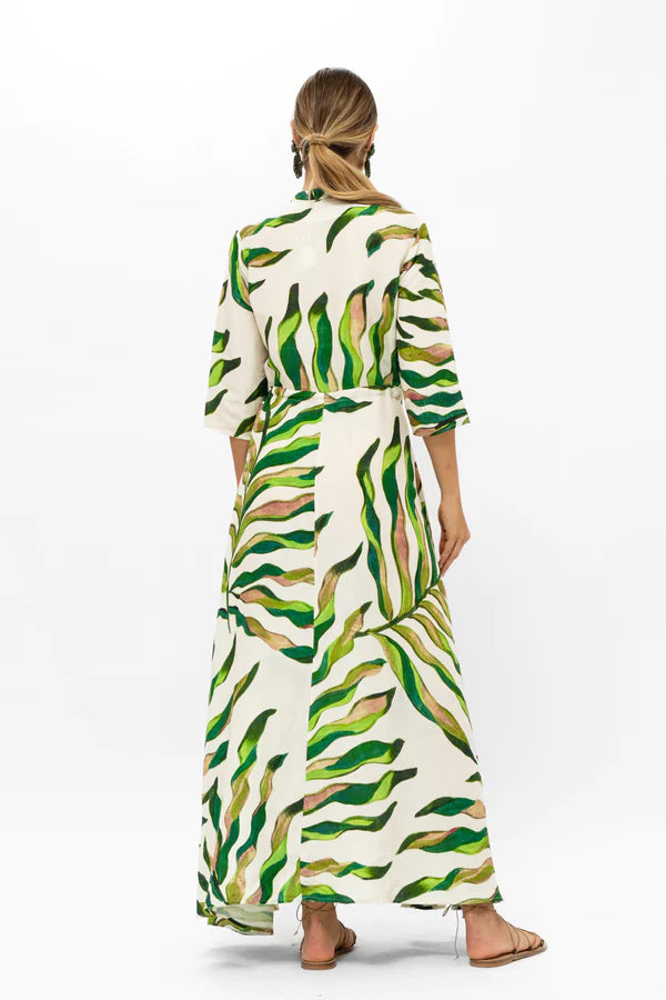 Oliphant Cinched Shirt Dress Maxi | Maldive Green