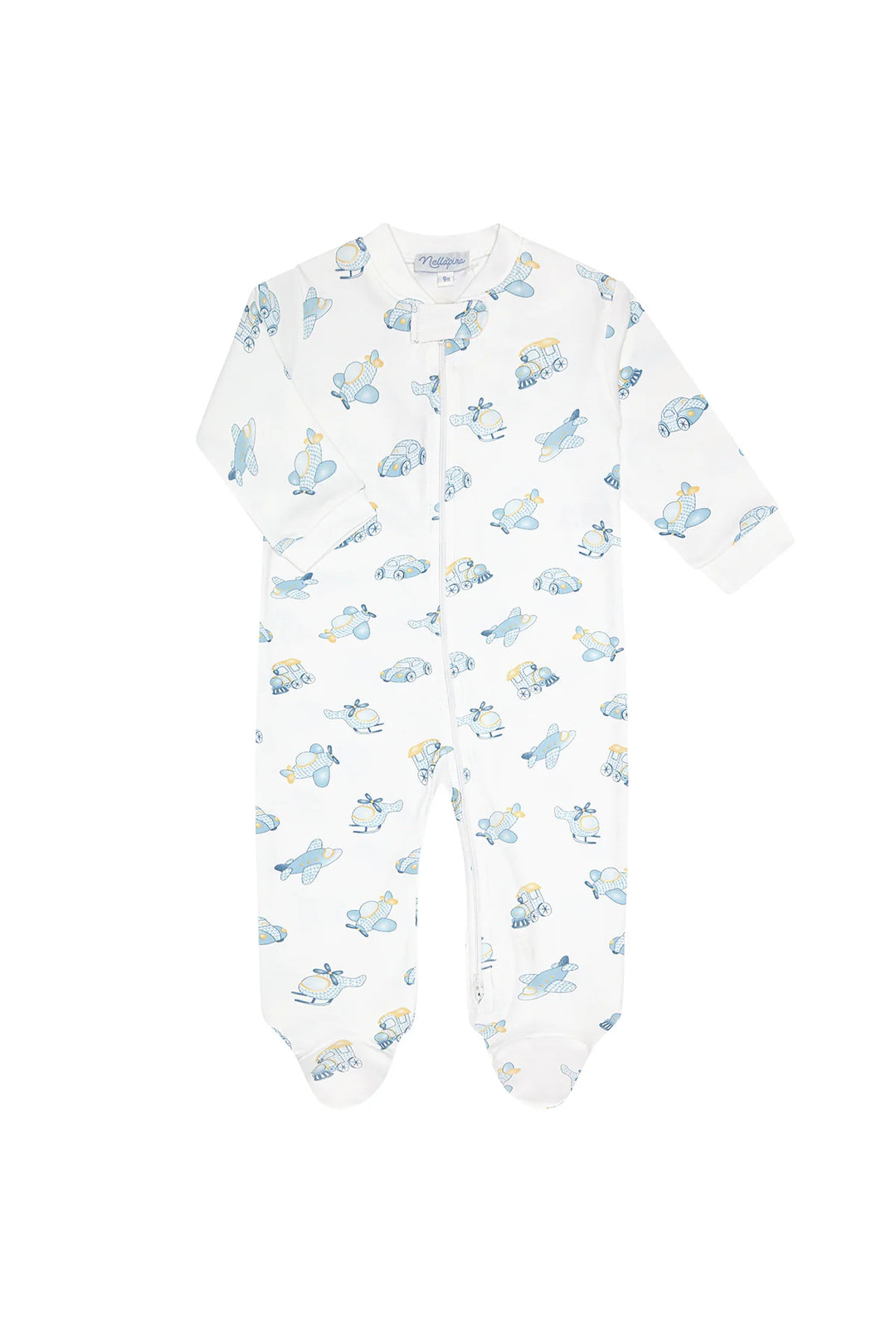 Mini Voyages Zipper Footie | Blue