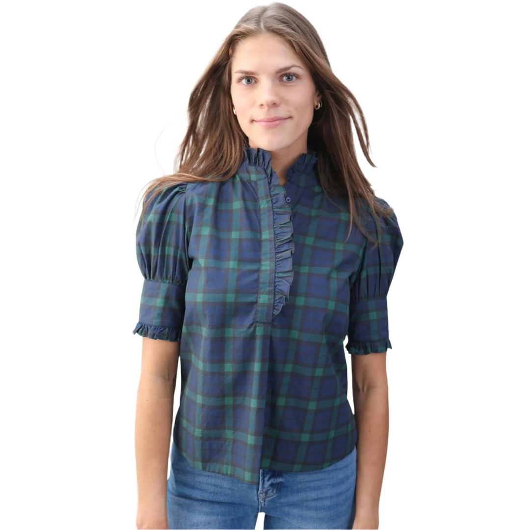 West Port Top | Navy Tartan Plaid