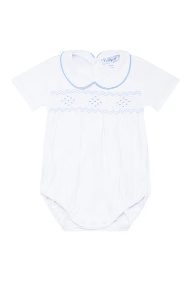 Nella Baby Boy Bubble | Blue Smocked
