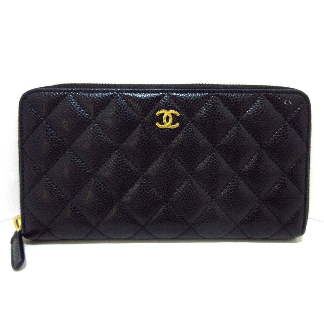 Chanel Matelasse Black Caviar Long Wallet
