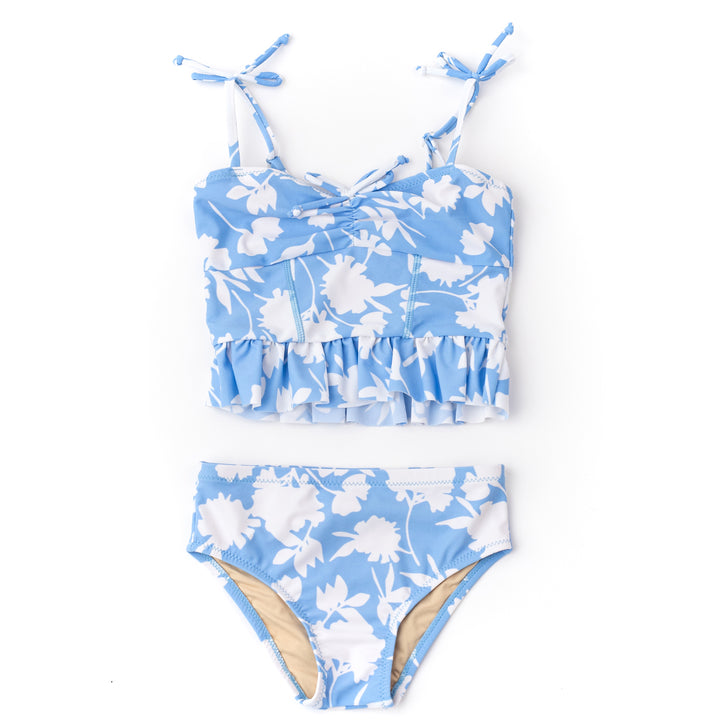 Girls Peplum Bikini | Blue Floral