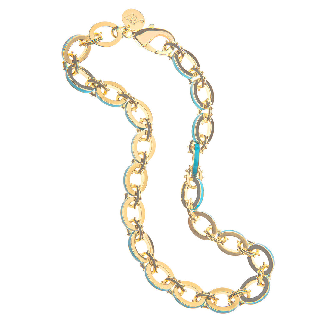 Turquoise Enamel Chunky Link Chain