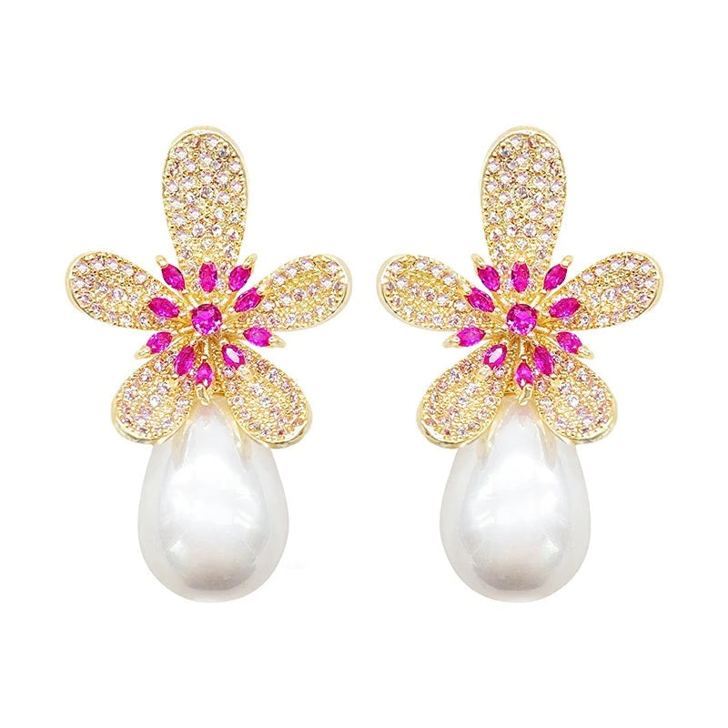 Allie Beads Flower + Pearl Earrings