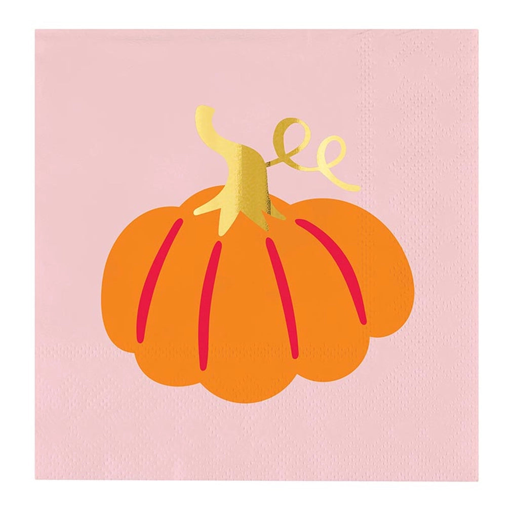 Foil Beverage Napkins - Pumpkin - 20ct