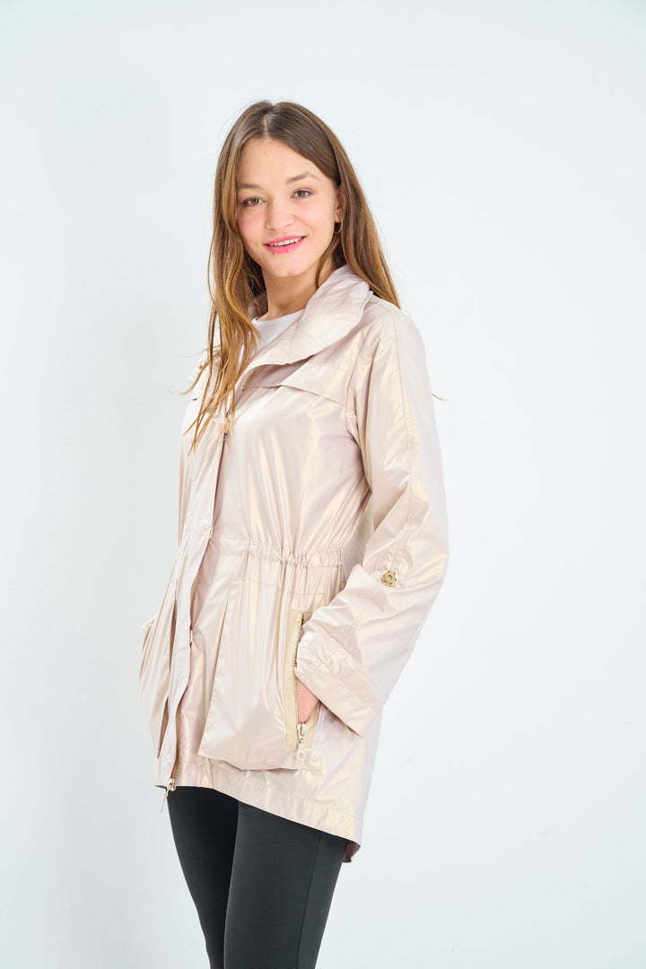 Metallic Rain Jacket | Champagne