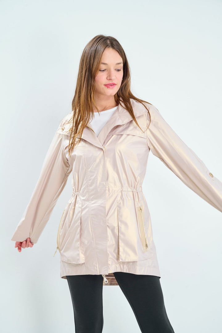Metallic Rain Jacket | Champagne