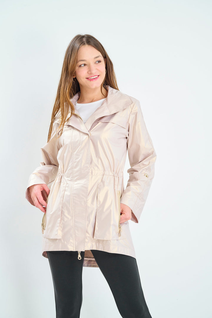 Metallic Rain Jacket | Champagne