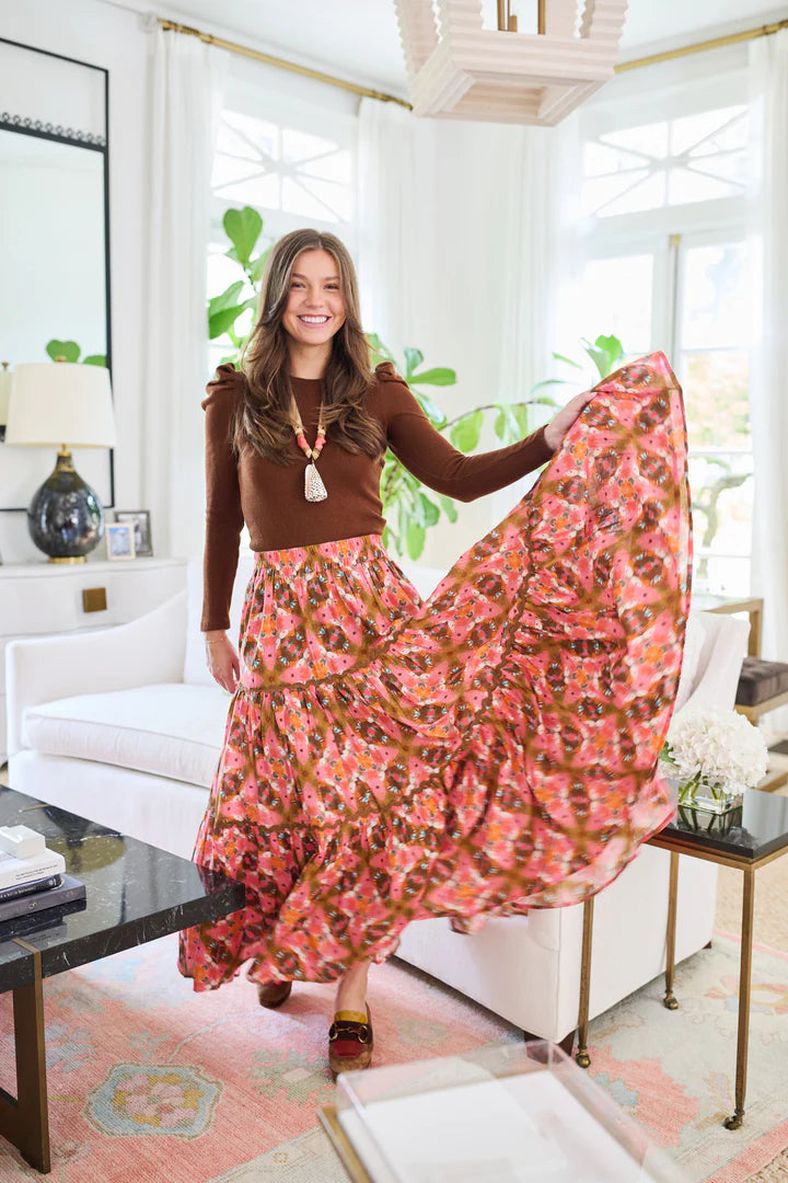 Jess Tiered Maxi Skirt | Farmhouse Pink