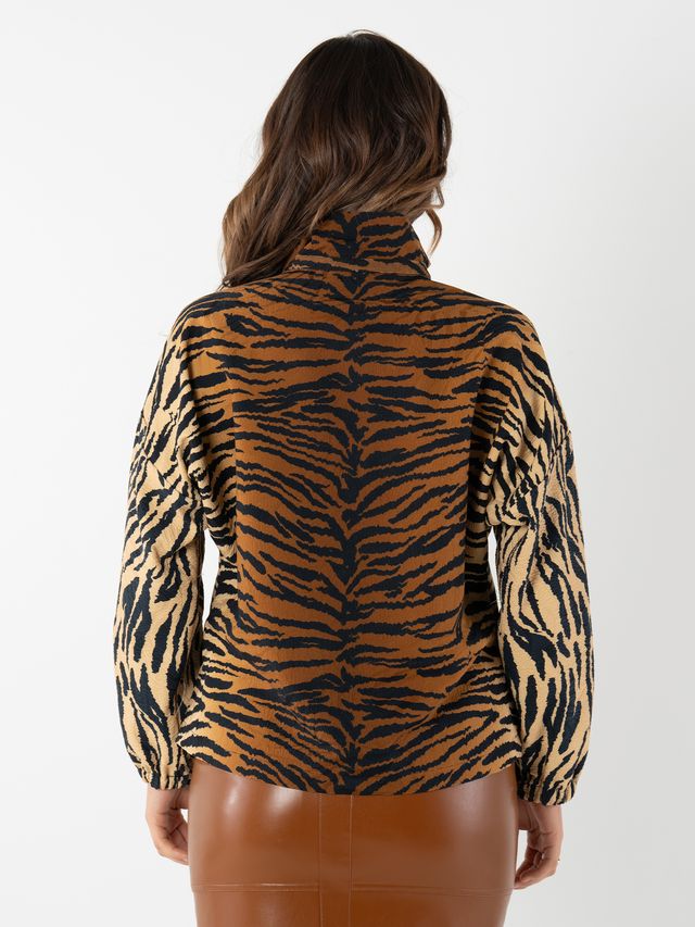 Long Sleeve Poppy Top | Tiger Jacquard