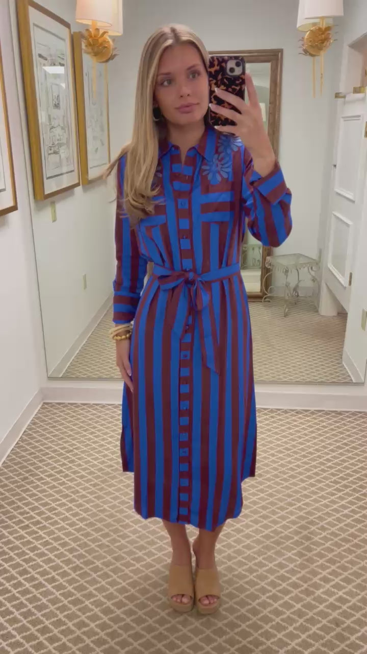 Waverly Dress | Cinnamon Stripe Embroidery