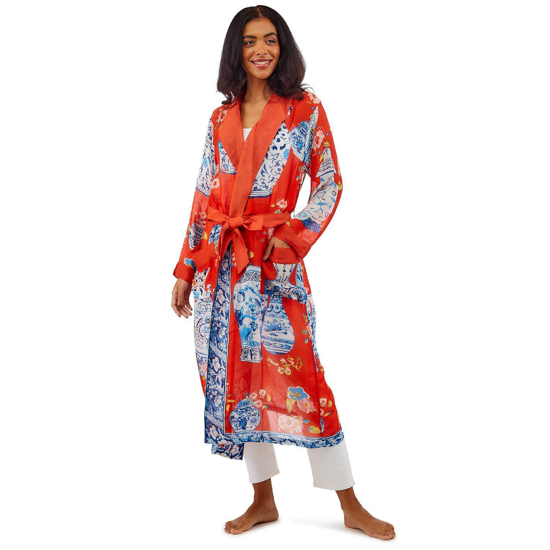 Robe Gown | Blue Vase Print