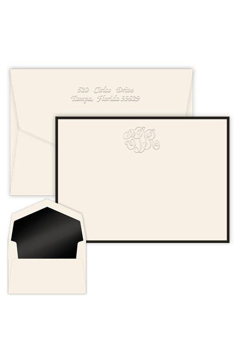 Classic Monogram Bordered Card with Pinnacle Lined Envelopes - Charlotte's Inc
