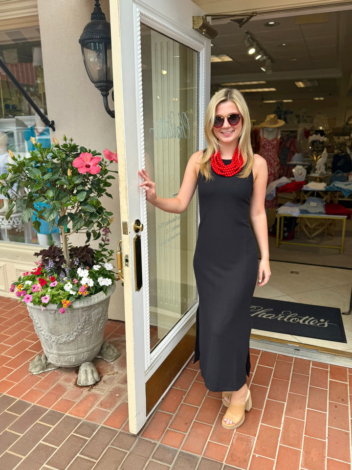 French Rib Maxi Tank Dress | Very Black