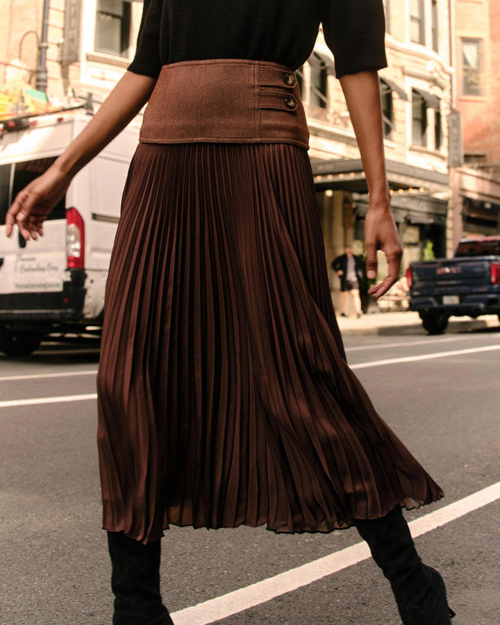 Estelle Pleated Skirt | Mocha