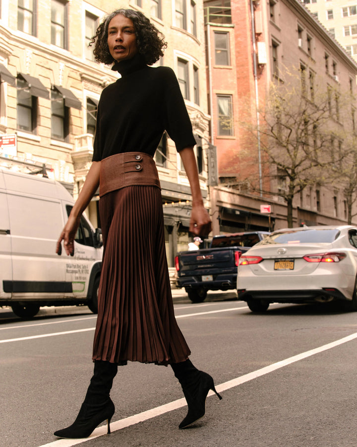 Estelle Pleated Skirt | Mocha