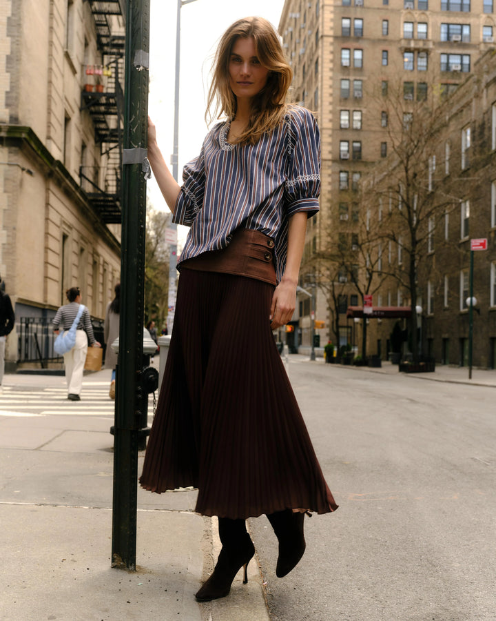 Estelle Pleated Skirt | Mocha