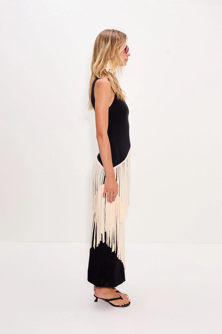 Spiral Knit Dress | Black/Macadamia