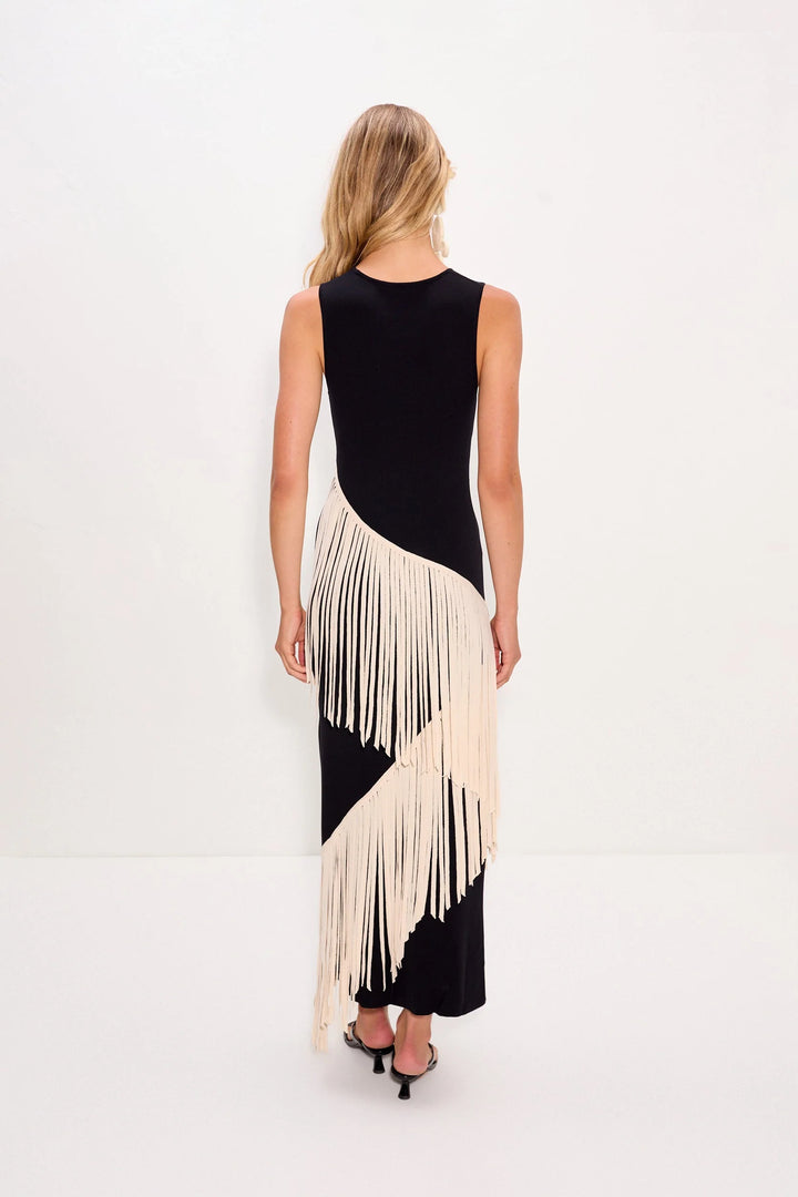 Spiral Knit Dress | Black/Macadamia