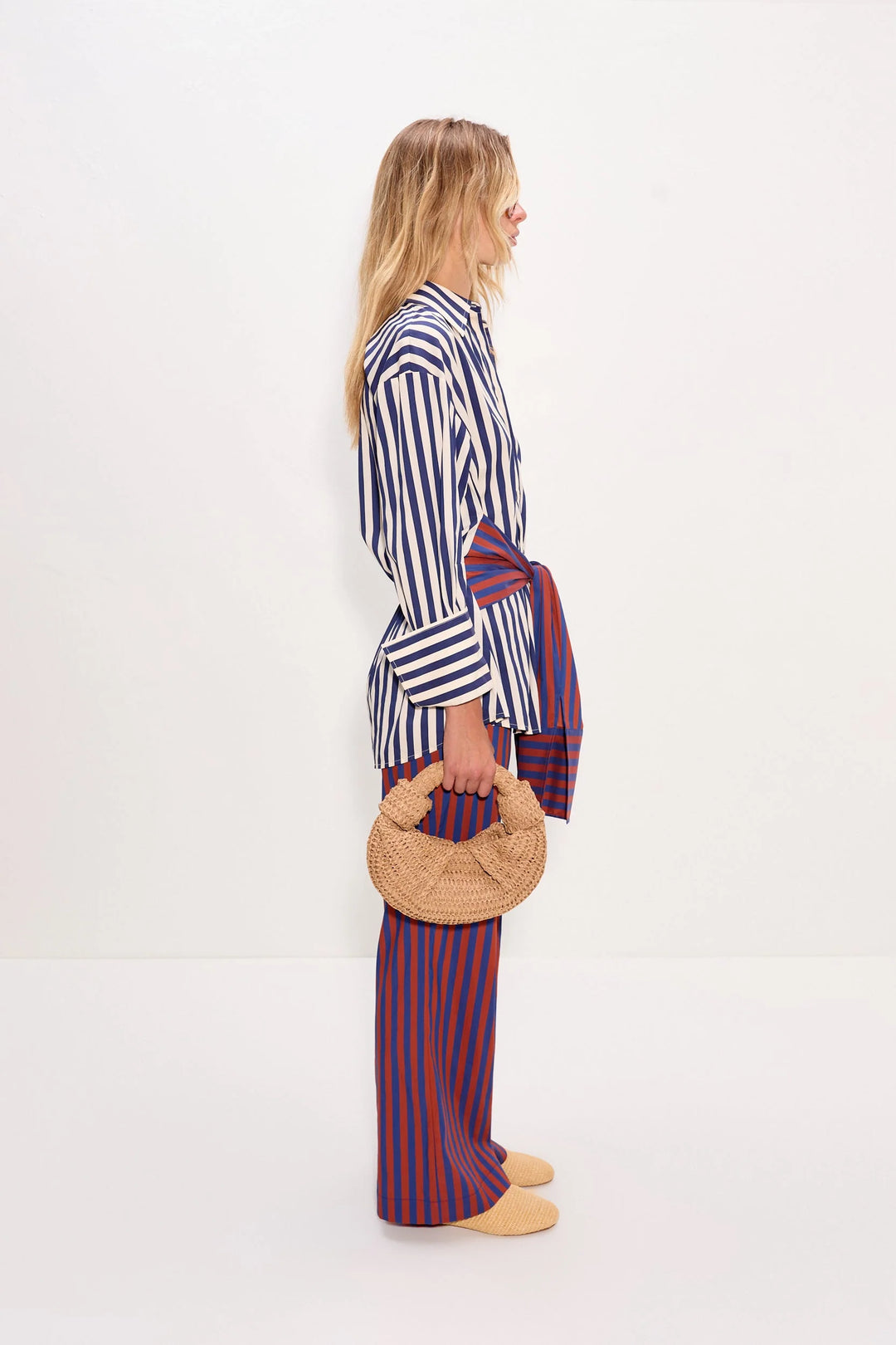 Inna Poplin Top | Navy Stripe Multi