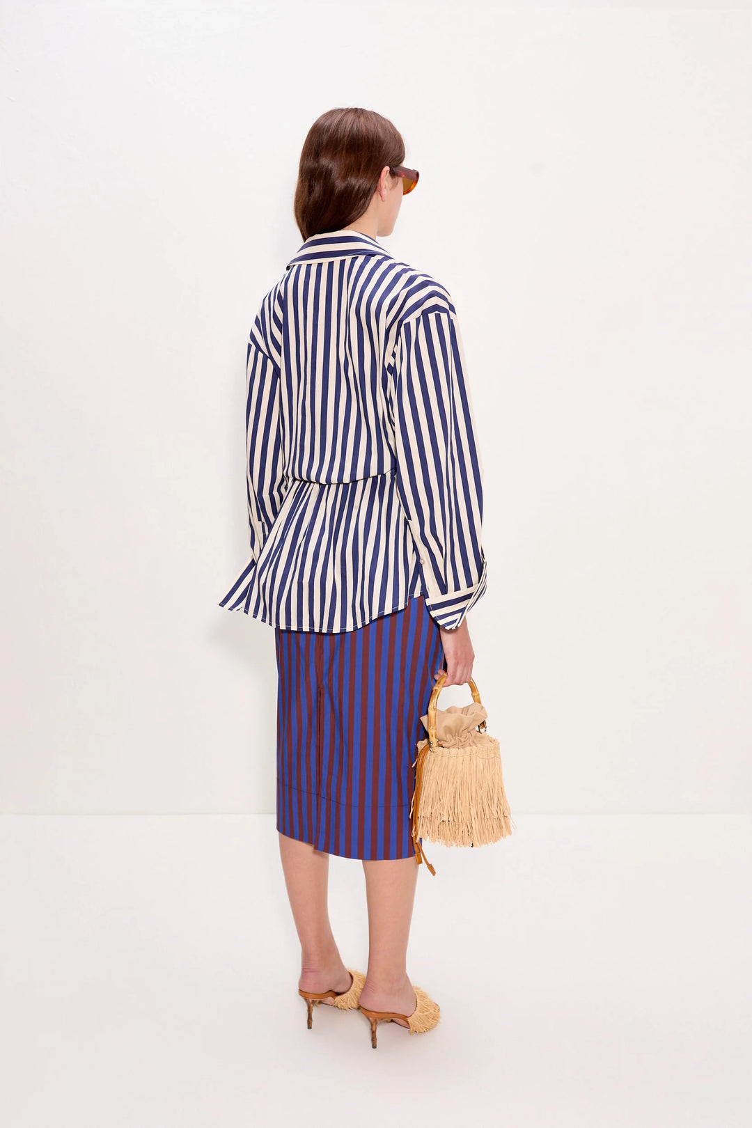 Inna Poplin Top | Navy Stripe Multi