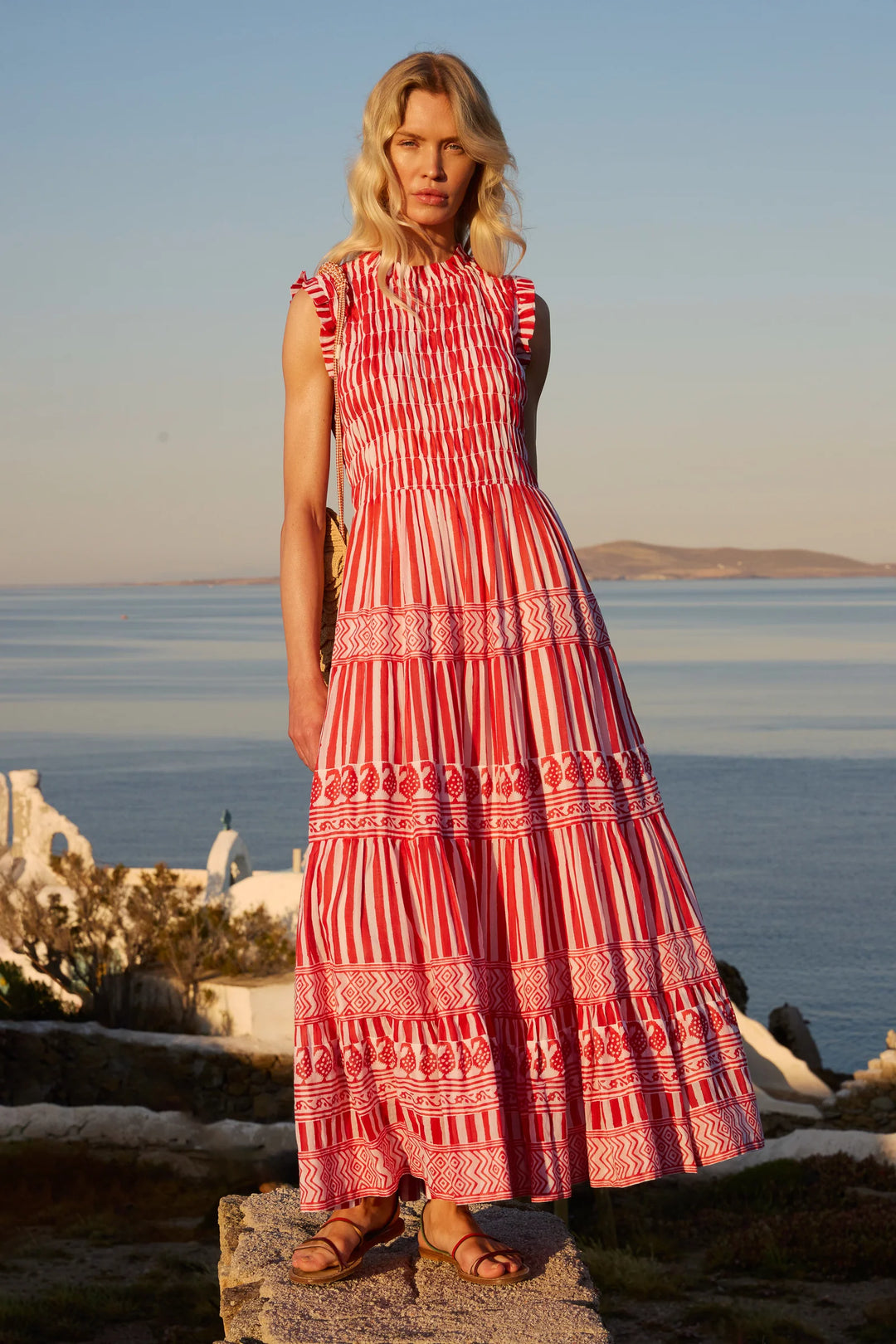 Sleeveless Smocked Maxi Dress | Santorini Red