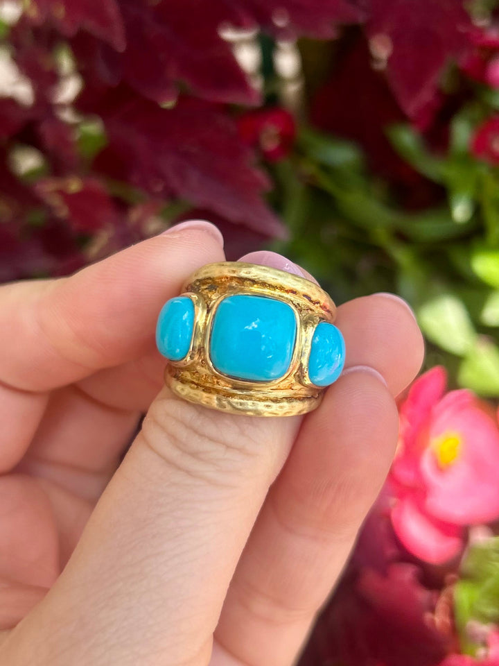 14kt 3 Stone Turquoise Ring