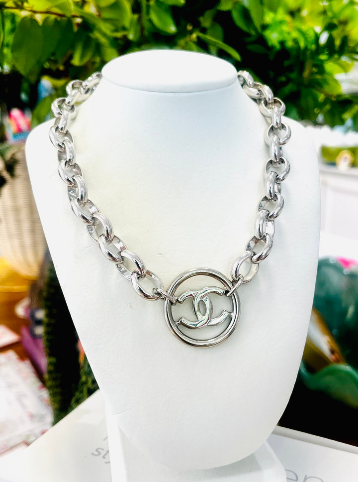 Silver Link Chain with CC Charm