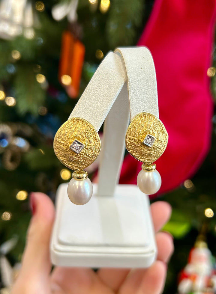 14kt Gold Earrings + Pearl Drop Attachment