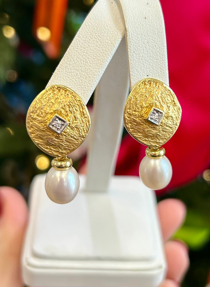 14kt Gold Earrings + Pearl Drop Attachment