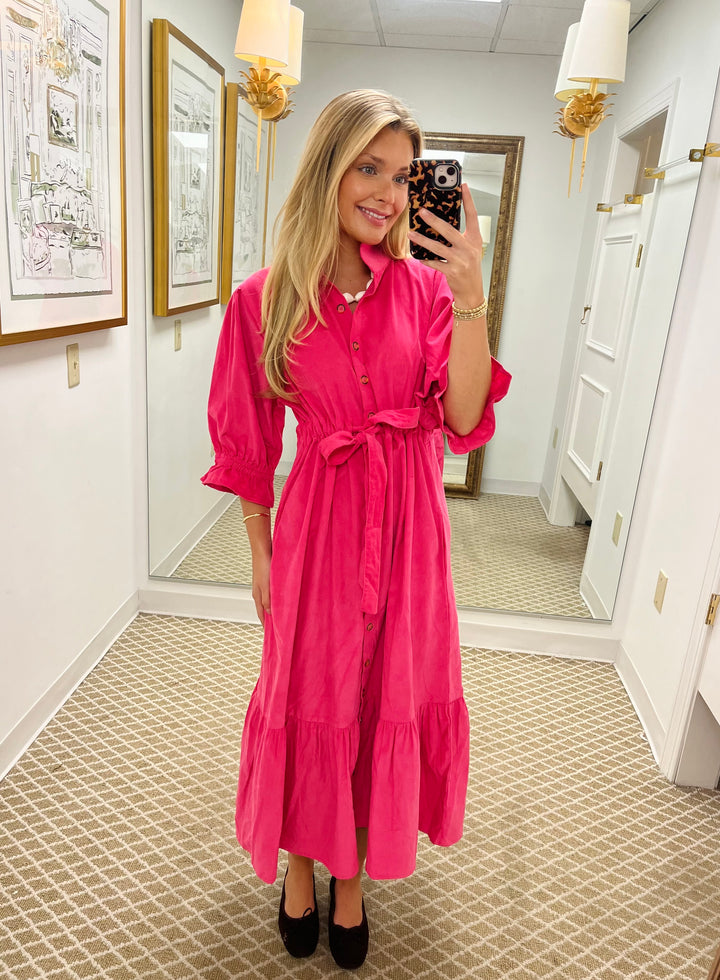 Catherine Dress | Hot Pink Cord