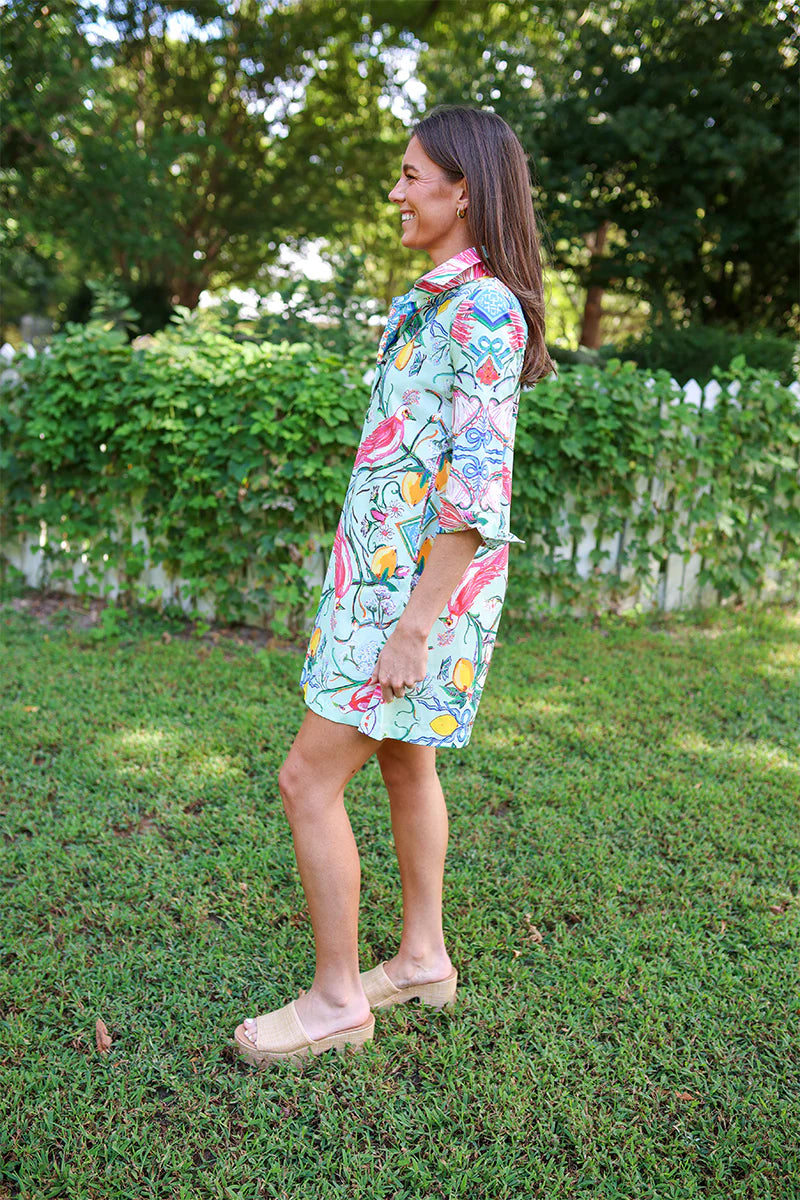 mint green shirt dress Penelope Mint Green Floral Shirt Dress
