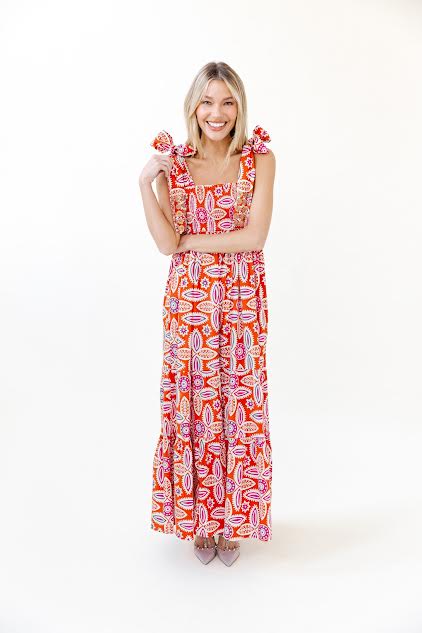 Kelly Dress | Persimmon Pink Tribal