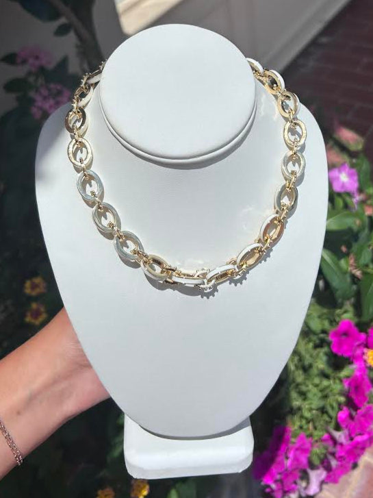 Jane Win Chain Jane Win White Enamel Chunky Link Chain Necklace – Charlotte's Inc