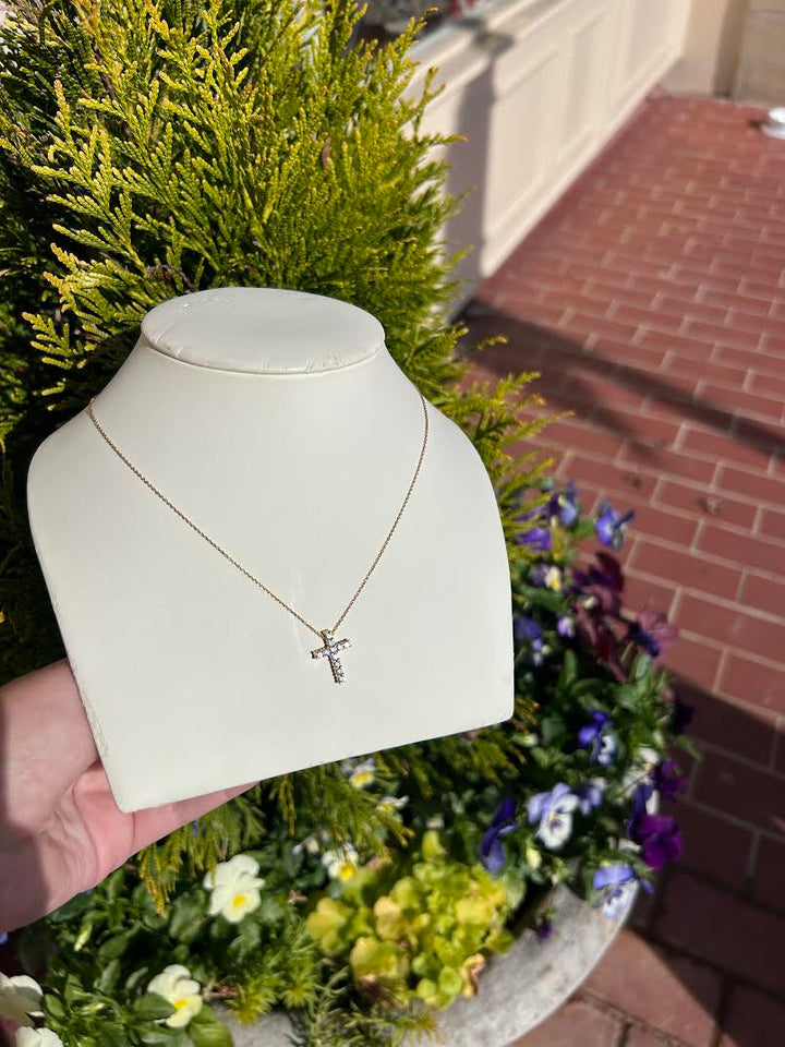 .48 TDW 14kt Gold Cross Necklaces