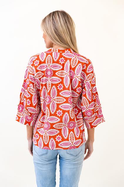 Drew Blouse | Persimmon Pink Tribal