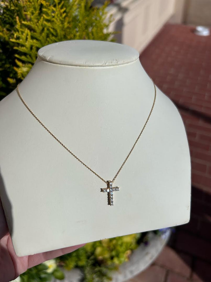 .48 TDW 14kt Gold Cross Necklaces