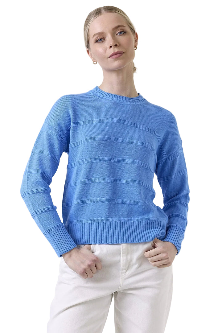 Tilly Textured Stripe Crew | Tranquil Blue