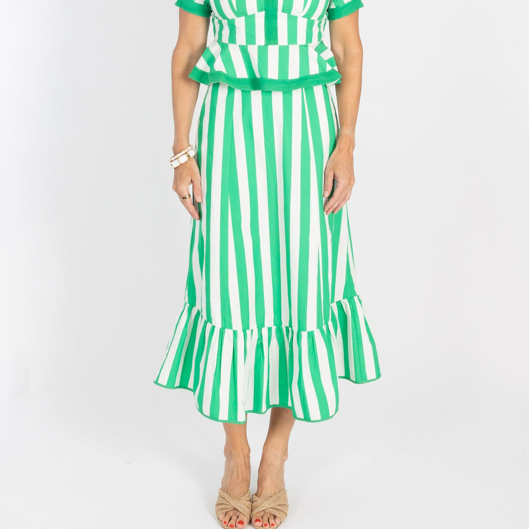 Addie Skirt | Green Stripe - Charlotte's Inc