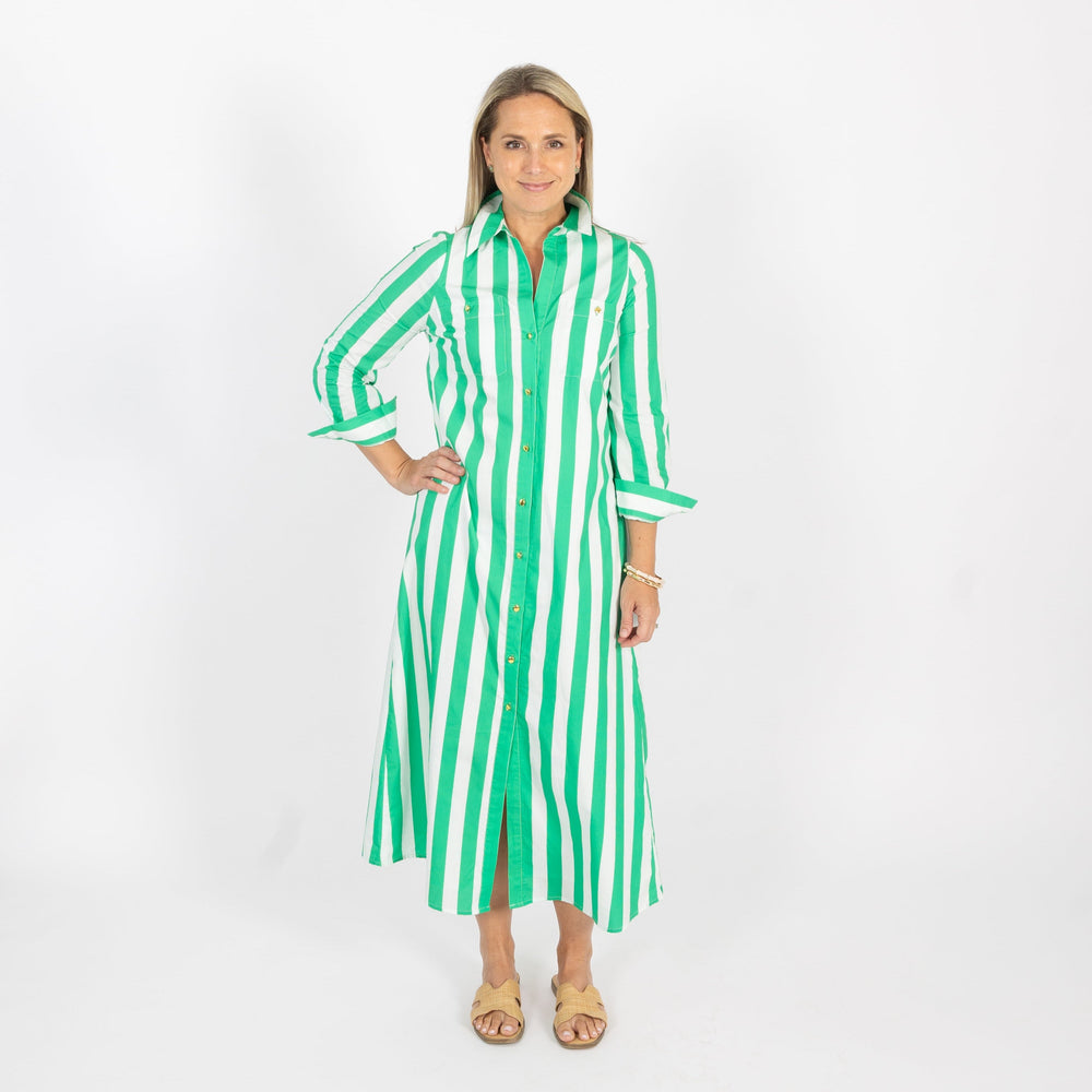 Harper Dress | Green Stripe - Charlotte's Inc