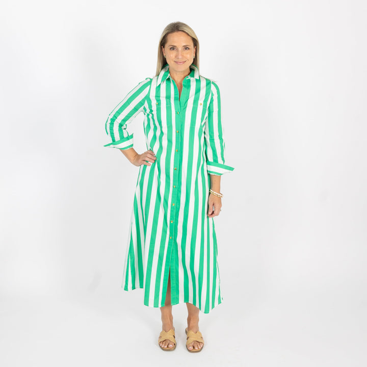 Harper Dress | Green Stripe - Charlotte's Inc