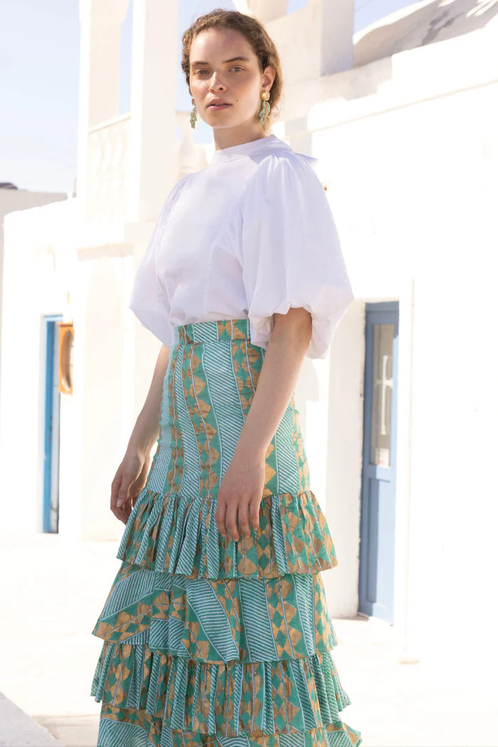 Ruffle Maxi Skirt | Ascot Teal
