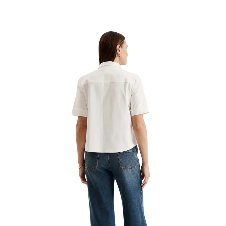 Classic Gold Button Club Polo | White