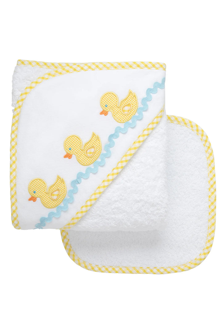 Assorted Applique Hooded Towel & Washcloth Set
