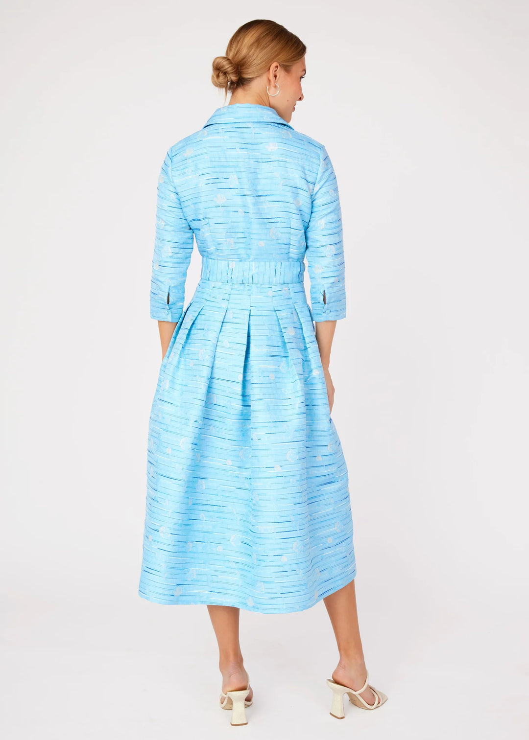 Cecilia Midi Dress | Blue Textured Dupioni