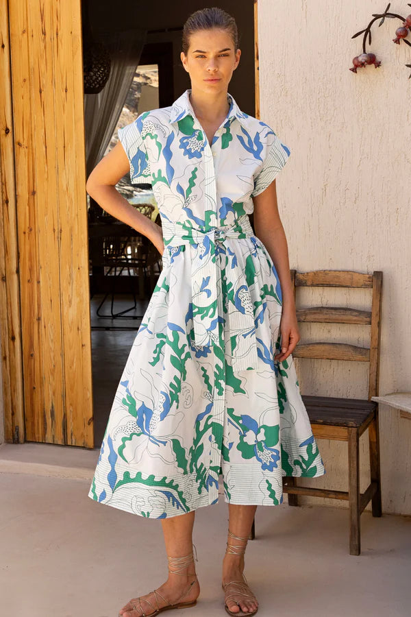 Belted Shirt Dress | Orchid Green